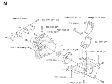 Crankcase And Clutchdrum Diagram and Parts List for 326HE3 (X-SERIES)(20090900001-Current)(2009) Husqvarna Hedge Trimmer