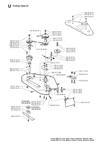 97cm Cutting Deck Diagram and Parts List for PF20 1998-10 Husqvarna Lawn Tractor