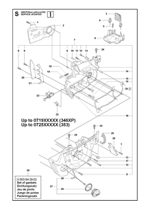 Service Updates Diagram and Parts List for 353 20090400001-Current Husqvarna Chainsaw