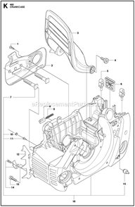 Crankcase Diagram and Parts List for 460RANCHER  Husqvarna Chainsaw
