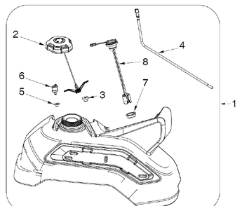 Fuel Tank Parts Diagram and Parts List for Z448  Husqvarna Lawn Mower