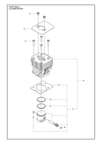 Cylinder Piston Diagram and Parts List for 525RXTMARKII  Husqvarna Brush Cutter