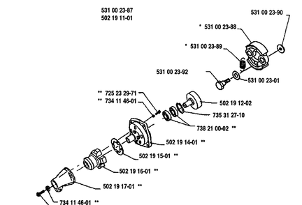 Clutch Assembly Diagram and Parts List for 125LD 1991-11 Husqvarna Trimmer