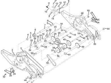 Transmission Diagram and Parts List for 900DRT (96093001100)(2009-10) Husqvarna Tiller