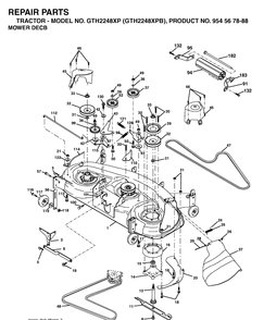 Mower Deck / Cutting Deck Diagram and Parts List for GTH2248XP-GTH2248XPB 2003-05 Husqvarna Lawn Tractor