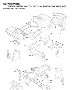 Chassis And Enclosures Diagram and Parts List for LT125 (HELT125A)(2001-01) Husqvarna Lawn Tractor