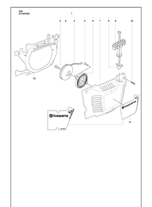 Starter Diagram and Parts List for 359 2010-02 Husqvarna Chainsaw