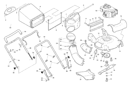 Handle And Bag Assembly Diagram and Parts List for 55R21HV (954223210-D)(2004-01) Husqvarna Lawn Mower