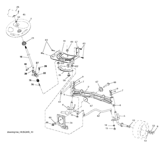 Steering Diagram and Parts List for YTH22K48 (96043025300)(2017-10) Husqvarna Lawn Tractor