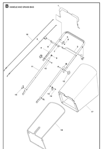 Handle And Controls Diagram and Parts List for L221A 96799300100 Husqvarna Lawn Mower