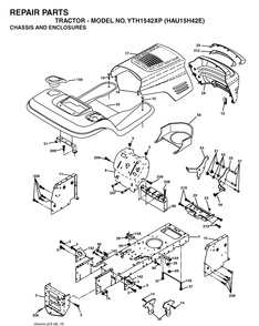 Chassis And Enclosures Diagram and Parts List for YTH1542XP (HAU15H42E)(2004-01) Husqvarna Lawn Tractor