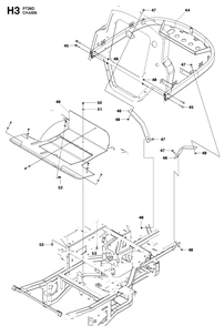 Chassis And Enclosures Diagram and Parts List for PT26D  Husqvarna Lawn Mower