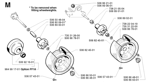 Wheels And Tires Diagram and Parts List for PF21 2002-05 Husqvarna Lawn Tractor