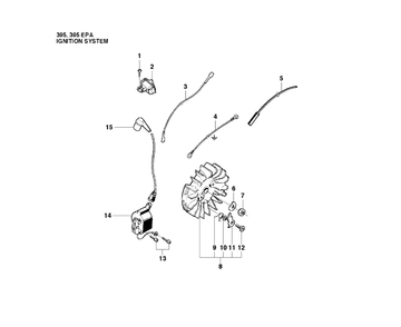 Ignition System Diagram and Parts List for 395XP-XPG (EPA)(20163900001 - 20193499999) Husqvarna Chainsaw