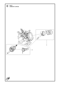 Crankshaft And Piston Diagram and Parts List for HH212 596210001-596210002 Husqvarna Engine