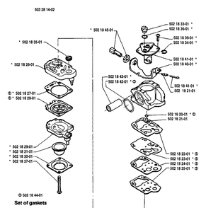 Carburetor Parts Diagram and Parts List for 22RL 1989-09 Husqvarna Trimmer