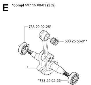 Crankshaft Diagram and Parts List for 359 20050600001-20060600000 Husqvarna Chainsaw