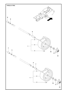 Wheels And Tires Diagram and Parts List for R216T AWD Husqvarna Lawn Mower