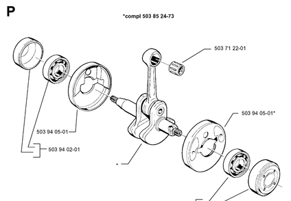 Crankshaft Diagram and Parts List for 325RX 19991000001-20001900000 Husqvarna Brush Cutter