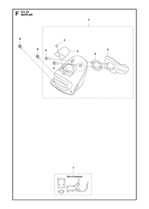 Muffler Diagram and Parts List for 572XP-572XPG 572 XP W-572 XP GW Husqvarna Chainsaw