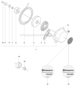 Starter Diagram and Parts List for 150BT 2007-05 Husqvarna Leaf Blower / Vacuum