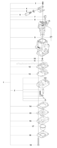 Carburetor Details Diagram and Parts List for 150BT 2007-05 Husqvarna Leaf Blower / Vacuum