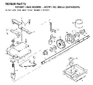 Gear Case Diagram and Parts List for 560HSH (954140059B, 702511)(1998-10) Husqvarna Lawn Mower