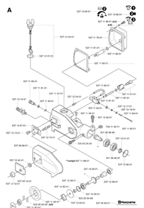 Saw Head Diagram and Parts List for 323P 20020100001-20021800000 Husqvarna Pole Saw