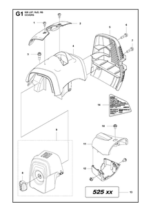 Cover Diagram and Parts List for 525RS 2018-02 Husqvarna Brush Cutter