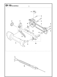 Throttle Controls Diagram and Parts List for 233RJ  Husqvarna Brush Cutter