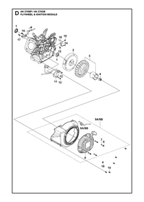 Flywheel And Ignition Assembly Diagram and Parts List for HH270MP OB Husqvarna Engine