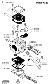 Carburetor Details Diagram and Parts List for 55 19914000001-19942300000 Husqvarna Chainsaw