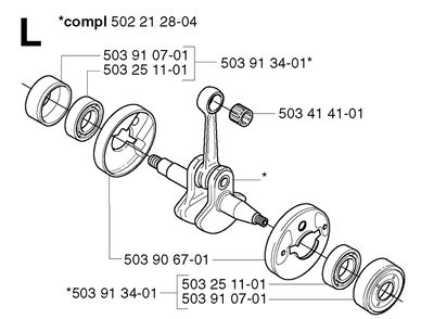 Crankshaft Diagram and Parts List for 235R 20023500001-20060100000 Husqvarna Brush Cutter