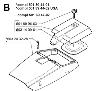 Cover Diagram and Parts List for 3120 19980900001-20000600000 Husqvarna Chainsaw