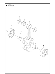 Crankshaft Diagram and Parts List for 543RBX 20130500001-20182200000 Husqvarna Brush Cutter