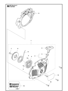 Starter Diagram and Parts List for 460 RANCHER II Husqvarna Chainsaw