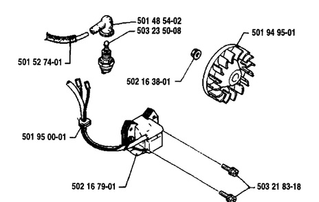 Ignition/Flywheel Diagram and Parts List for 25RD 1989-10 Husqvarna Brush Cutter