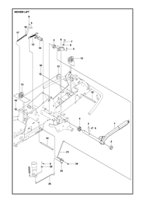 Mower Lift / Deck Lift Diagram and Parts List for R216TAWD2018-2021  Husqvarna Lawn Tractor