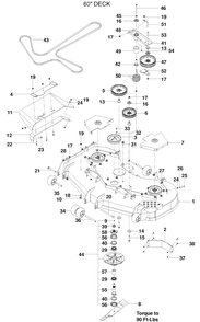60 Inch Mowing Deck / Cutting Deck Diagram and Parts List for PZ6029FX (966061201)(2010-01) Husqvarna Lawn Mower