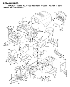 Chassis And Enclosures Diagram and Parts List for CT130 (954170017-B)(2000-02) Husqvarna Lawn Tractor