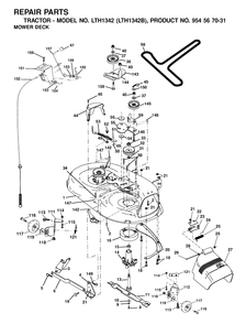 Mower Deck / Cutting Deck Diagram and Parts List for LTH1342 (954567031-B)(2000-12) Husqvarna Lawn Tractor