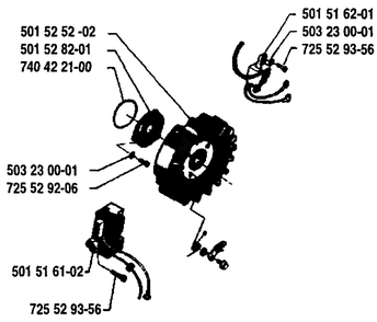 Ignition/Flywheel  2 Diagram and Parts List for 61 1993-09 Husqvarna Chainsaw