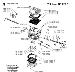 Carburetor Details 2 Diagram and Parts List for 288 19974900001-20000600000 Husqvarna Chainsaw