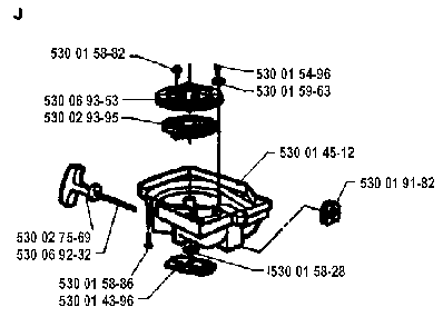 Starter Diagram and Parts List for 18H 19941400001-19953200000 Husqvarna Trimmer