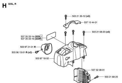 Cylinder Cover 2 Diagram and Parts List for 326RX 20061400001-20070100000 Husqvarna Brush Cutter