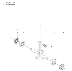 Crankshaft Diagram and Parts List for 440E 20090400001-20102300000 Husqvarna Chainsaw