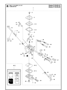 Carburetor Diagram and Parts List for 343F  Husqvarna Brush Cutter