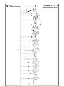 Carburetor Details Diagram and Parts List for 150BT  Husqvarna Leaf Blower / Vacuum