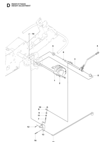 Height Adjustment Diagram and Parts List for RIDER175AWD (965105001)(2009-04) Husqvarna Lawn Mower