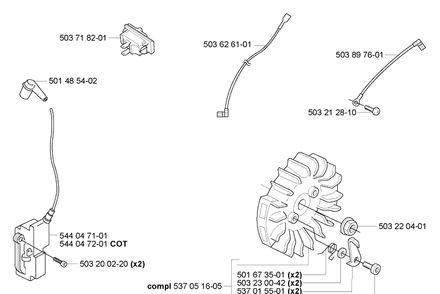 Ignition/Flywheel Diagram and Parts List for 365EPA 2007-03 Husqvarna Chainsaw